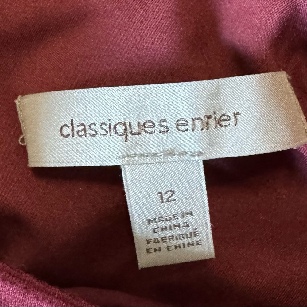 CLASSIQUES ENTIER Italian Ponte Knit Sheath Dress Sleeveless Burgundy Size 12 - Picture 12 of 12
